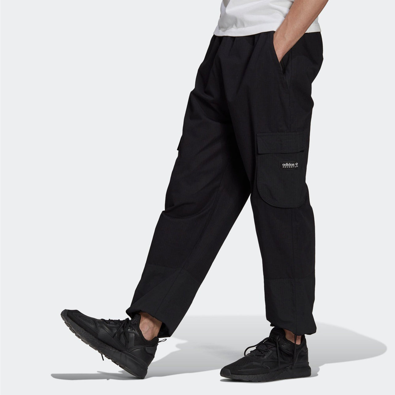 Men's adidas originals Cargo Pant Side Pocket Splicing Drawstring Bundle Feet Sports Pants/Trousers/Joggers Black H09104