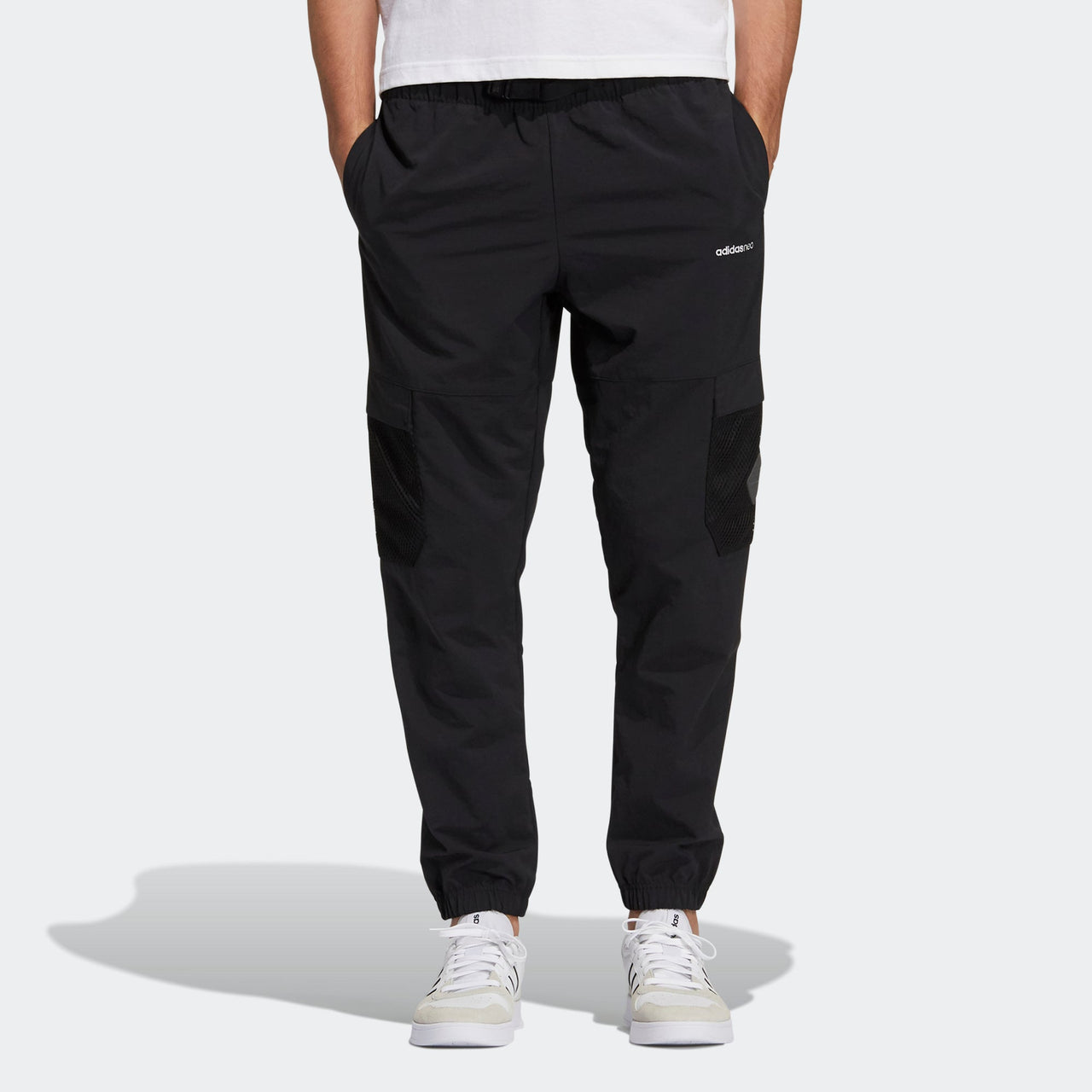 Men's adidas neo Sw Wvn Crg Tp Casual Sports Pocket Elastic Waistband Long Pants/Trousers Black H55277
