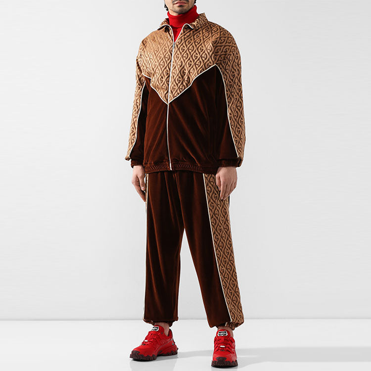 Gucci GG Rhombus Velvet Track Pants 'Brown' 595527-XJBTB-2044
