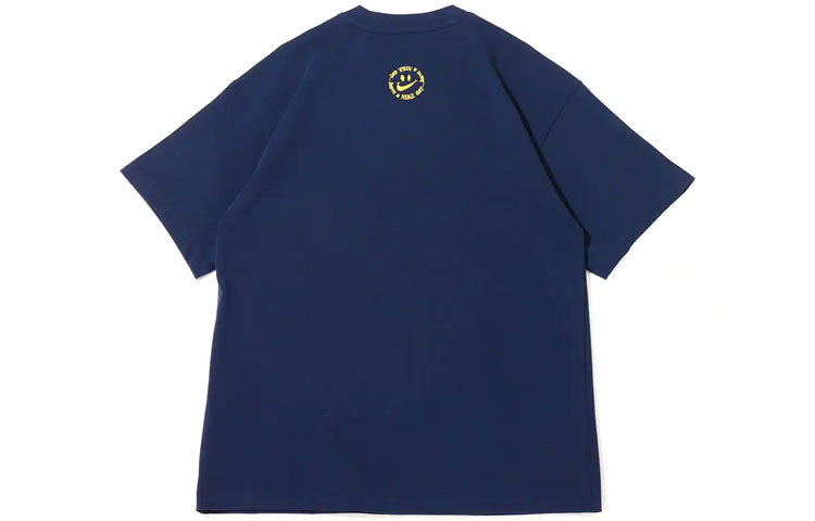 Nike Cartoon Flowers Logo Pattern Printing Round Neck Short Sleeve Blue DV0683-419