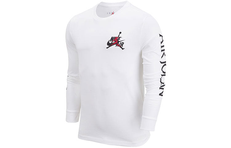 Men's Air Jordan Logo Printing Round Neck Long Sleeves White T-Shirt DN1447-100