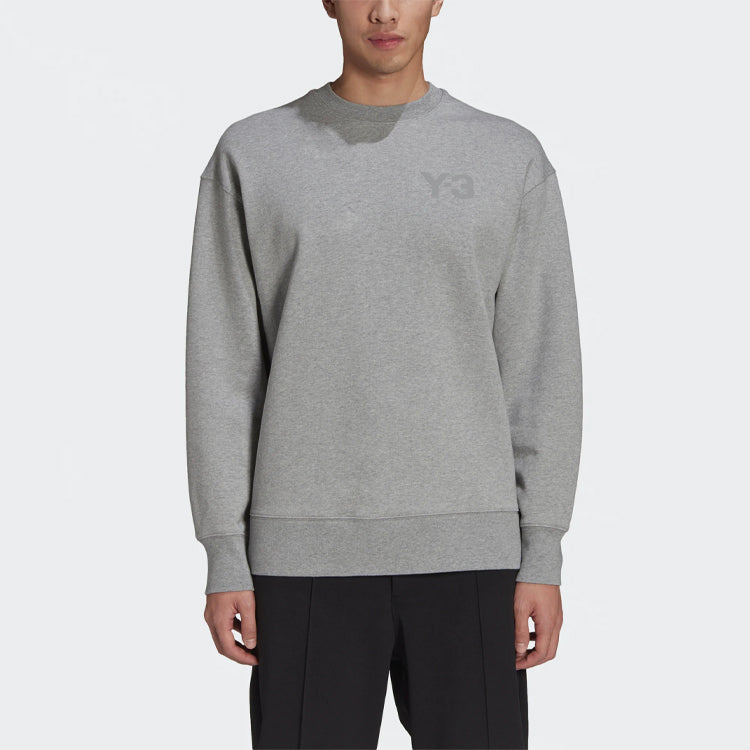 Men's Y-3 SS21 Logo Round Neck Pullover Gray GV4195