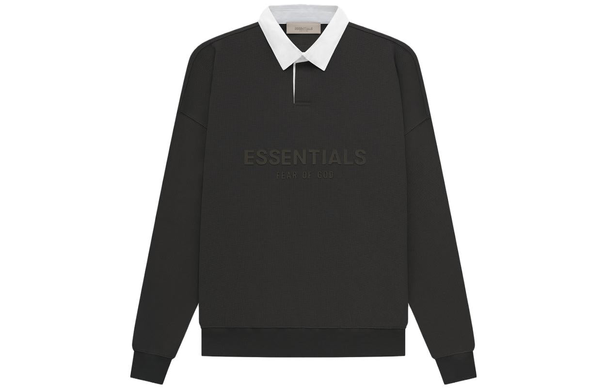 Fear of God Essentials SS23 Waffle Long Sleeve Polo Shirt 'Off-Black' FOG-SS23-058