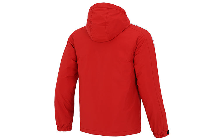 adidas 3st Down Jkt Logo Printing Pocket Stripe hooded down Jacket Red H23082