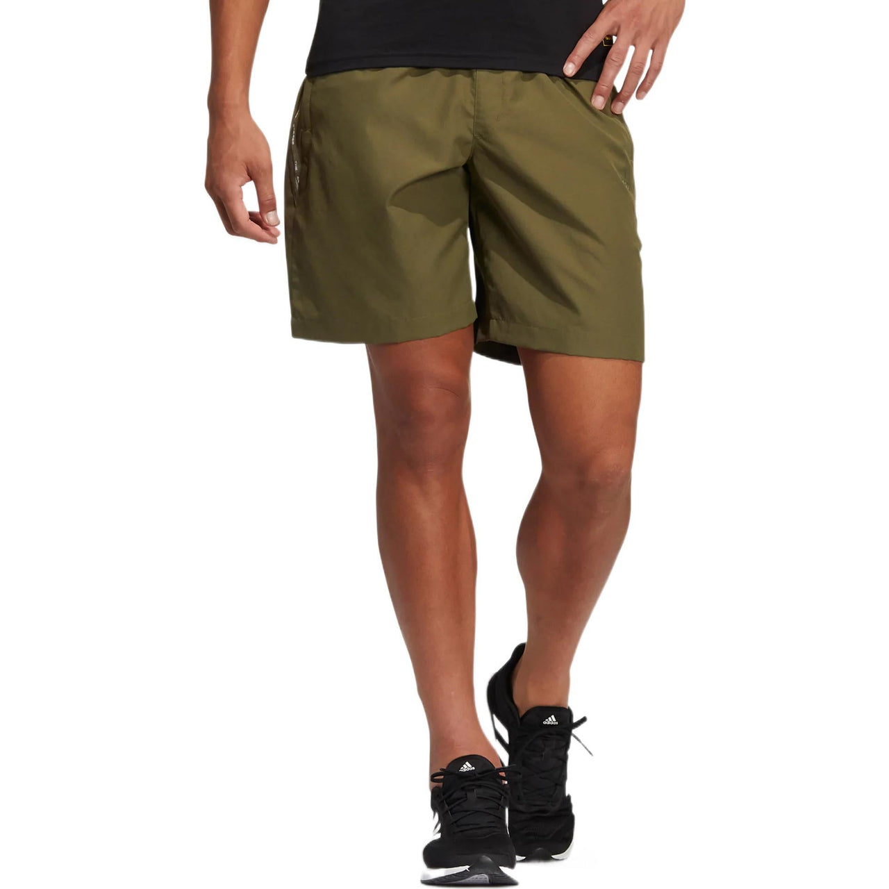 Men's adidas Solid Color Minimalistic Sports Straight Shorts Dark Olive Green HE9935