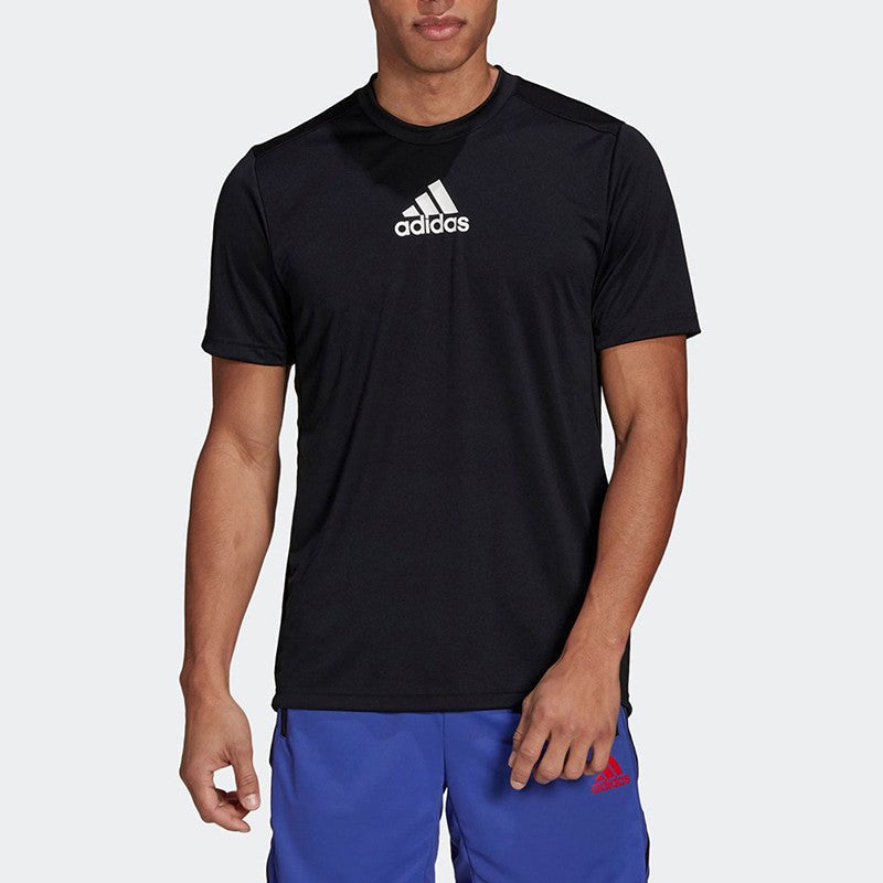 adidas Logo Printing Training Sports Round Neck Short Sleeve Black GM2126