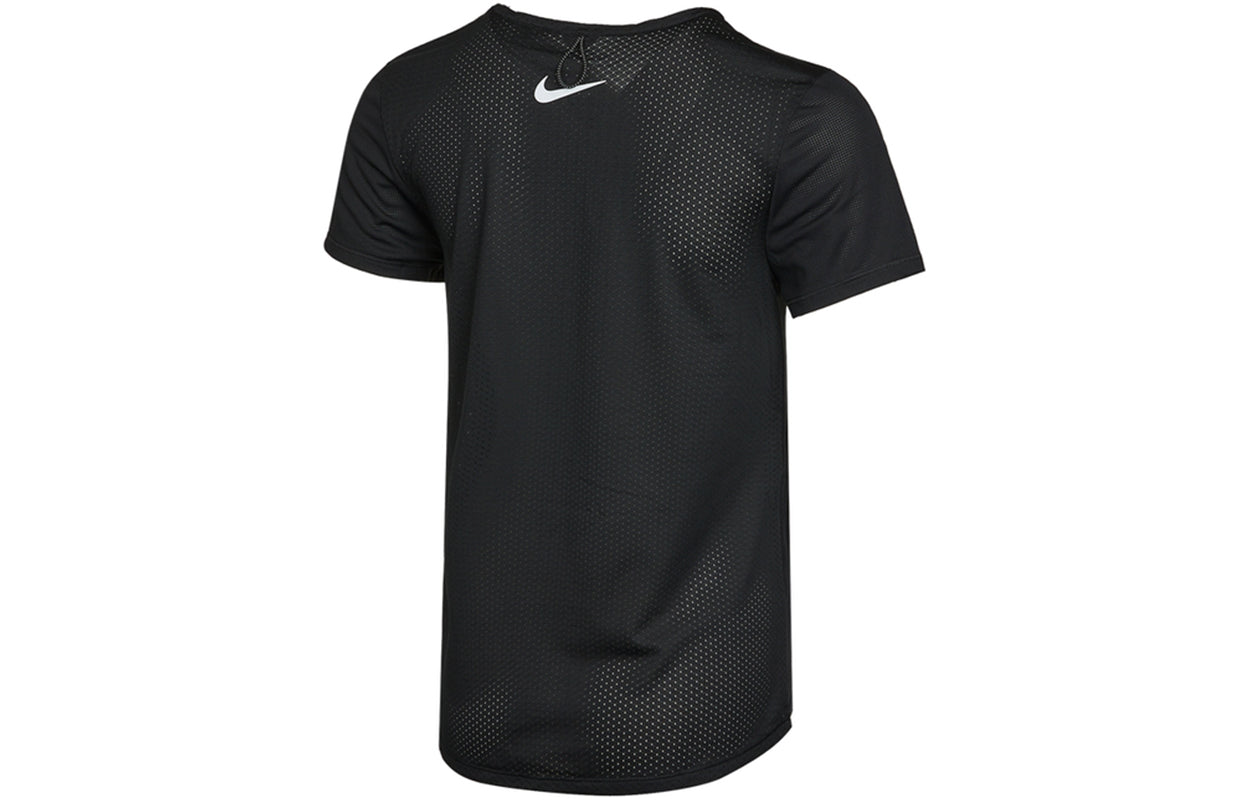 (WMNS) Nike Dri-FIT Reflective Logo Printing Quick Dry Breathable Sports Short Sleeve Black T-Shirt DA1247-010