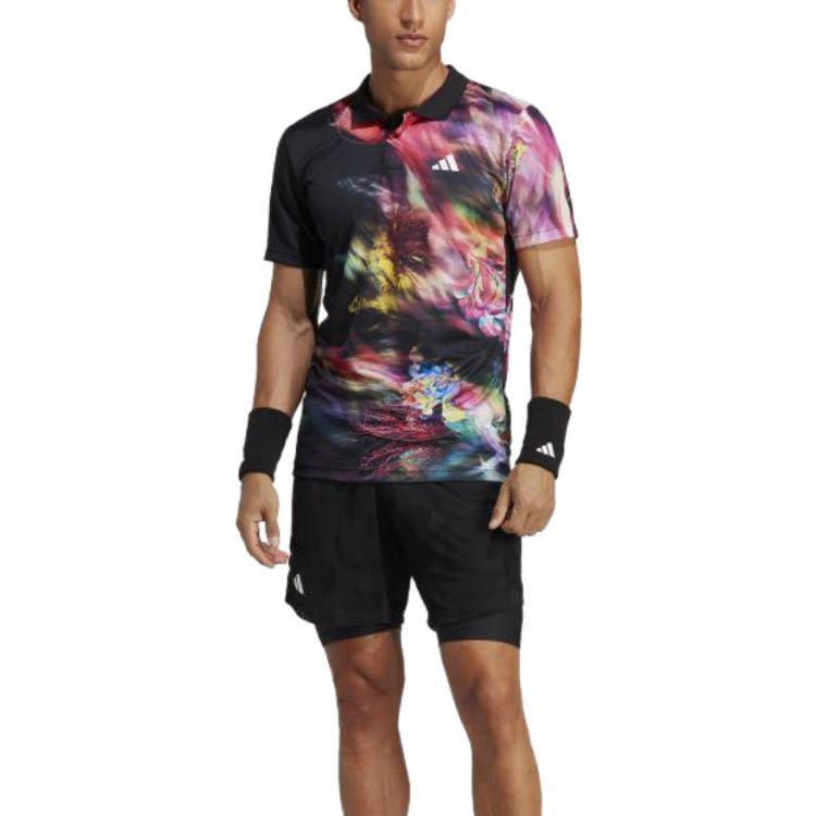 adidas Melbourne Tennis HEAT.RDY FreeLift Polo Shirt 'Black Multicolor' HT7215