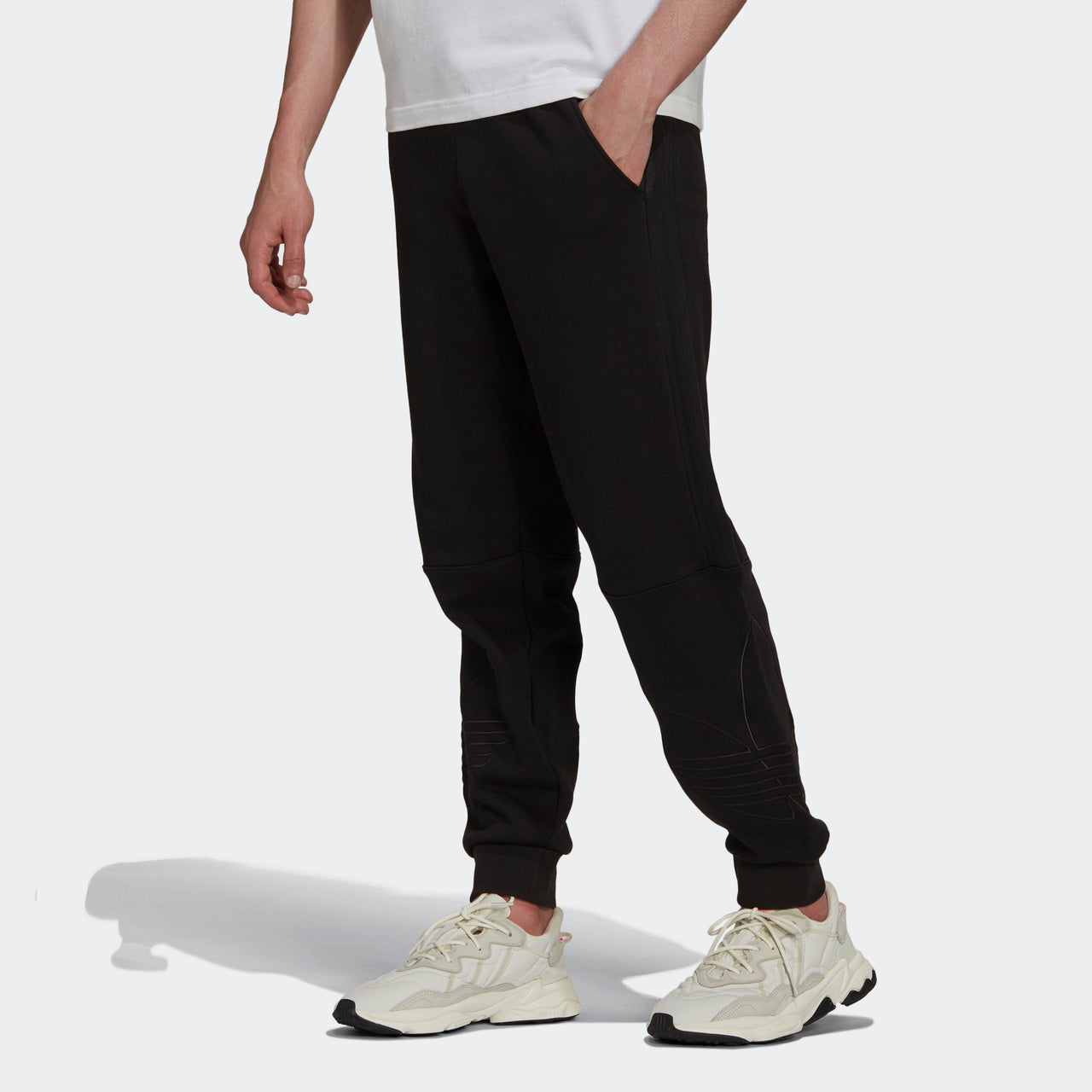 Men's adidas originals Tricolor Sweatp Large Pattern Sports Pants/Trousers/Joggers Black H13452