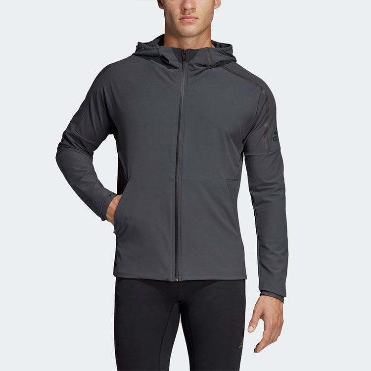 adidas Running Training Windproof Woven Hooded Jacket Gray CY5483