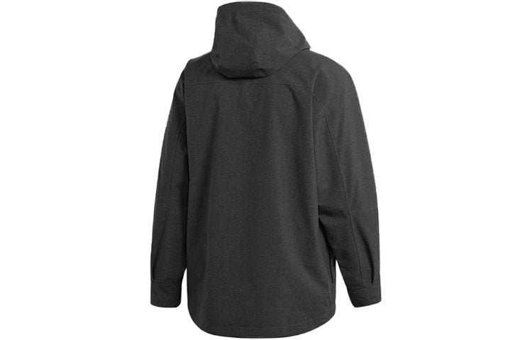 Men's adidas Outdoor 3 In 1 logo Sports Hooded Jacket Black GE9893