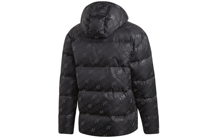 adidas originals H Jacket Down Reflective Printing protection against cold Stay Warm hooded down Jacket Black ED5841