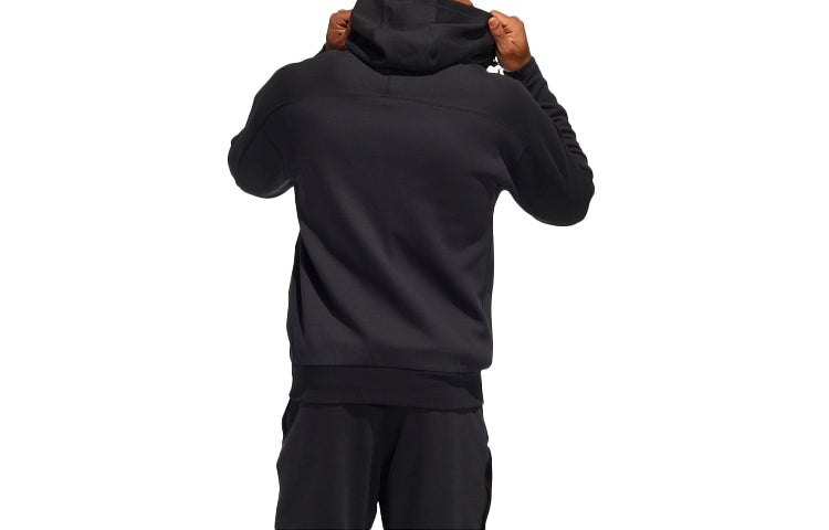 adidas Solid Color Knit Hooded Jacket Black HE7404