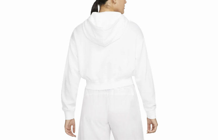 (WMNS) Nike Sportswear Logo Embroidered Loose Fleece Hoodie White DO7257-100