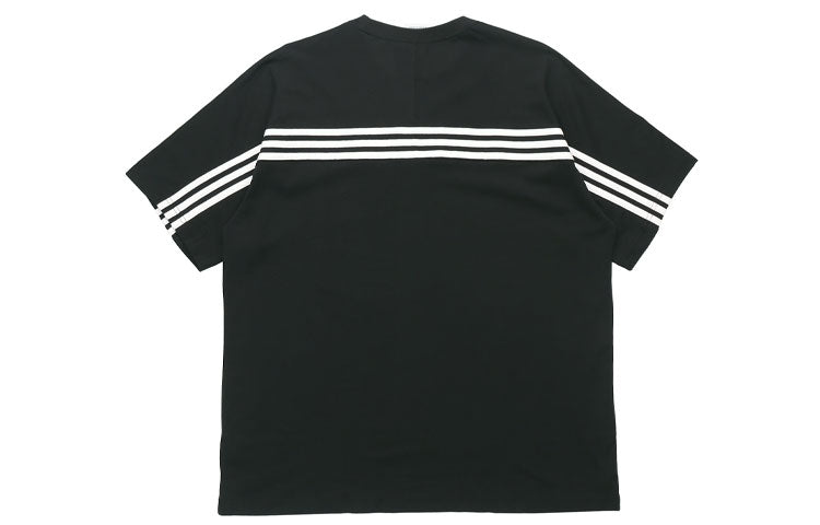 adidas originals 3-stripe Tee Stripe logo Embroidered Short Sleeve Black FM1535