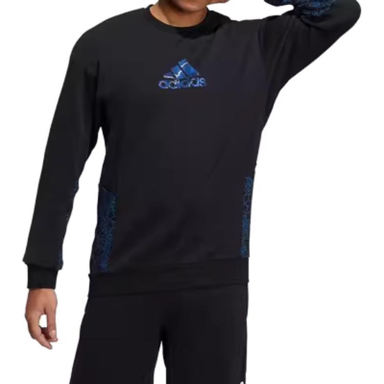 adidas Crew Sweatshirts 'Black Blue' HE2912