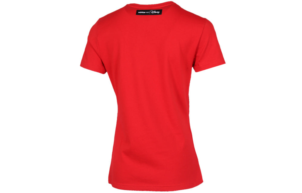 (WMNS) adidas neo x Disney Mickey Mouse Crossover Casual Sports Round Neck Short Sleeve Red GE7778