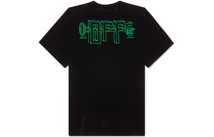 Men's Off-White C/O VIRGIL ABLOH Embroidered Logo Printing Short Sleeve Loose Version Black T-Shirt OMAA038S201850131044