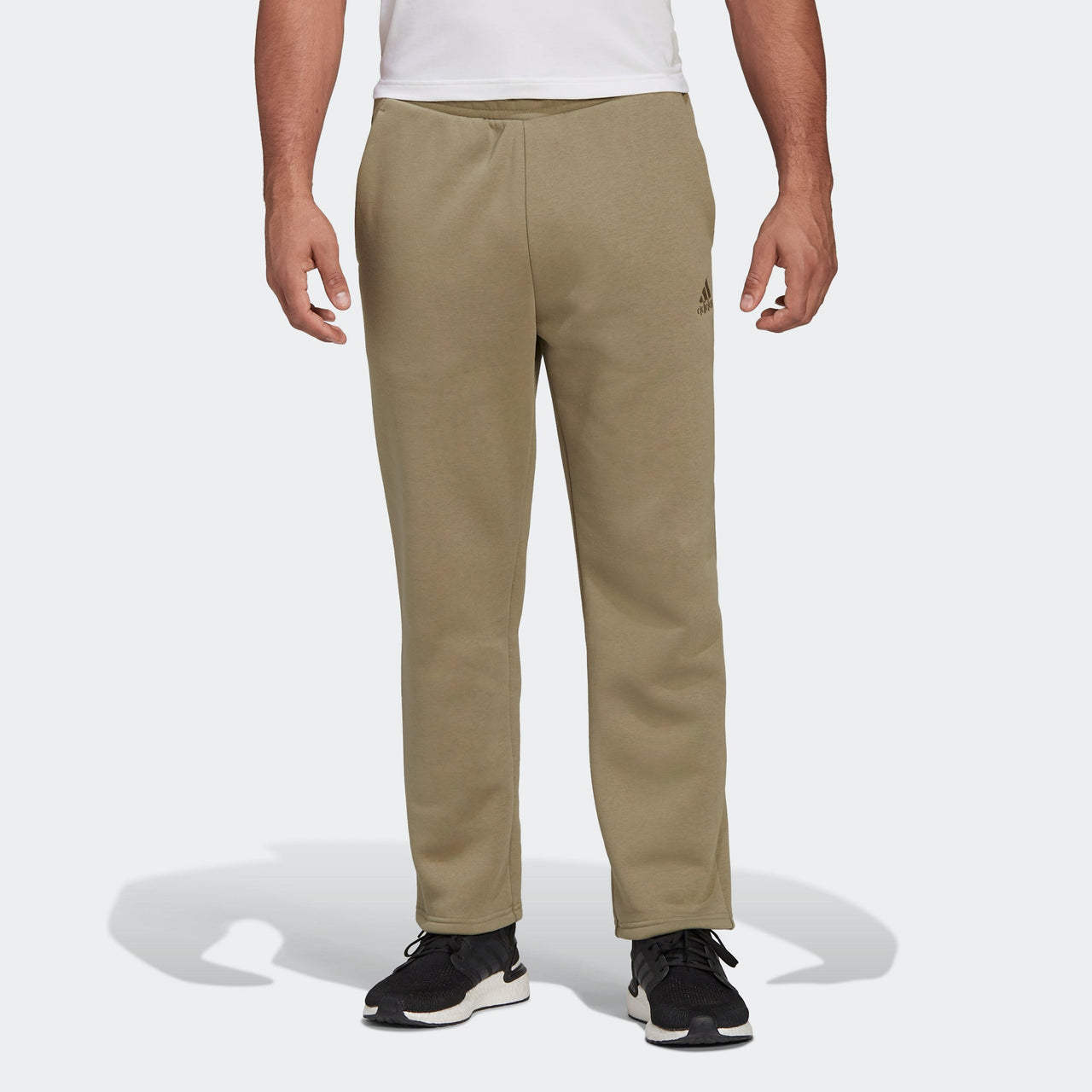 Men's adidas Fl Pt Solid Color Drawstring Sports Pants/Trousers/Joggers Khaki HU0286