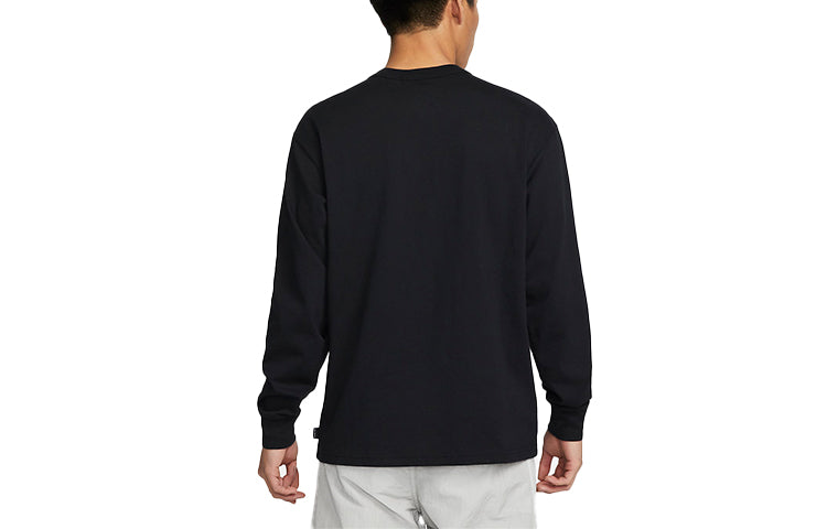 Nike Sportswear Premium Essentials Solid Color Sports Round Neck Pullover Long Sleeves Black DO7391-010