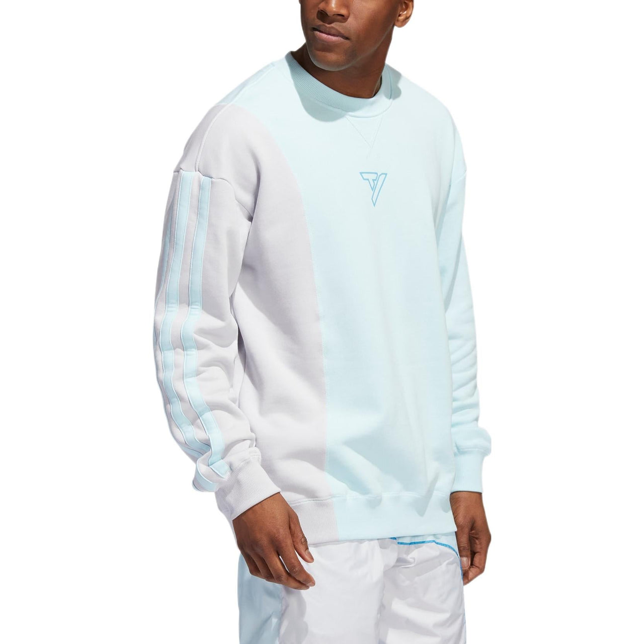 Men's adidas Trae Crew Design Round Neck Logo Printing Long Sleeves Blue HN7175