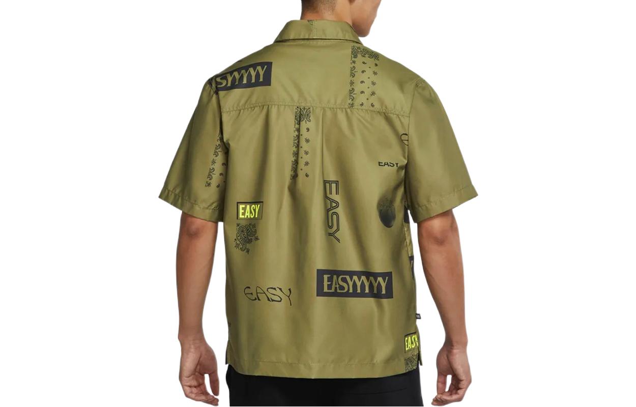 Nike Alphabet Pattern cashew Short Sleeve Shirt Green DO4024-378