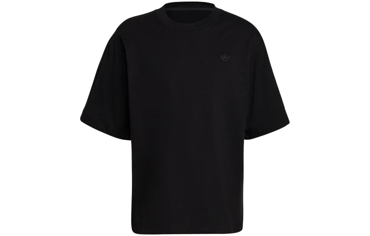 adidas originals Solid Color Logo Round Neck Pullover Short Sleeve Black H23136
