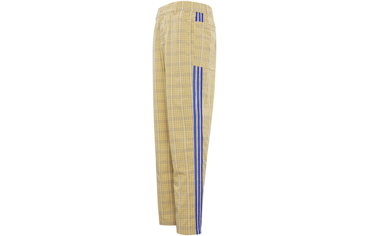 adidas originals Mw Tp Contrasting Colors Plaid Straight Loose Sports Pants Beige GN3797