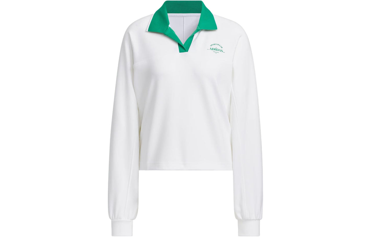 (WMNS) adidas Verbiage Polo Shirt Asia Sizing 'White Green' JE3617