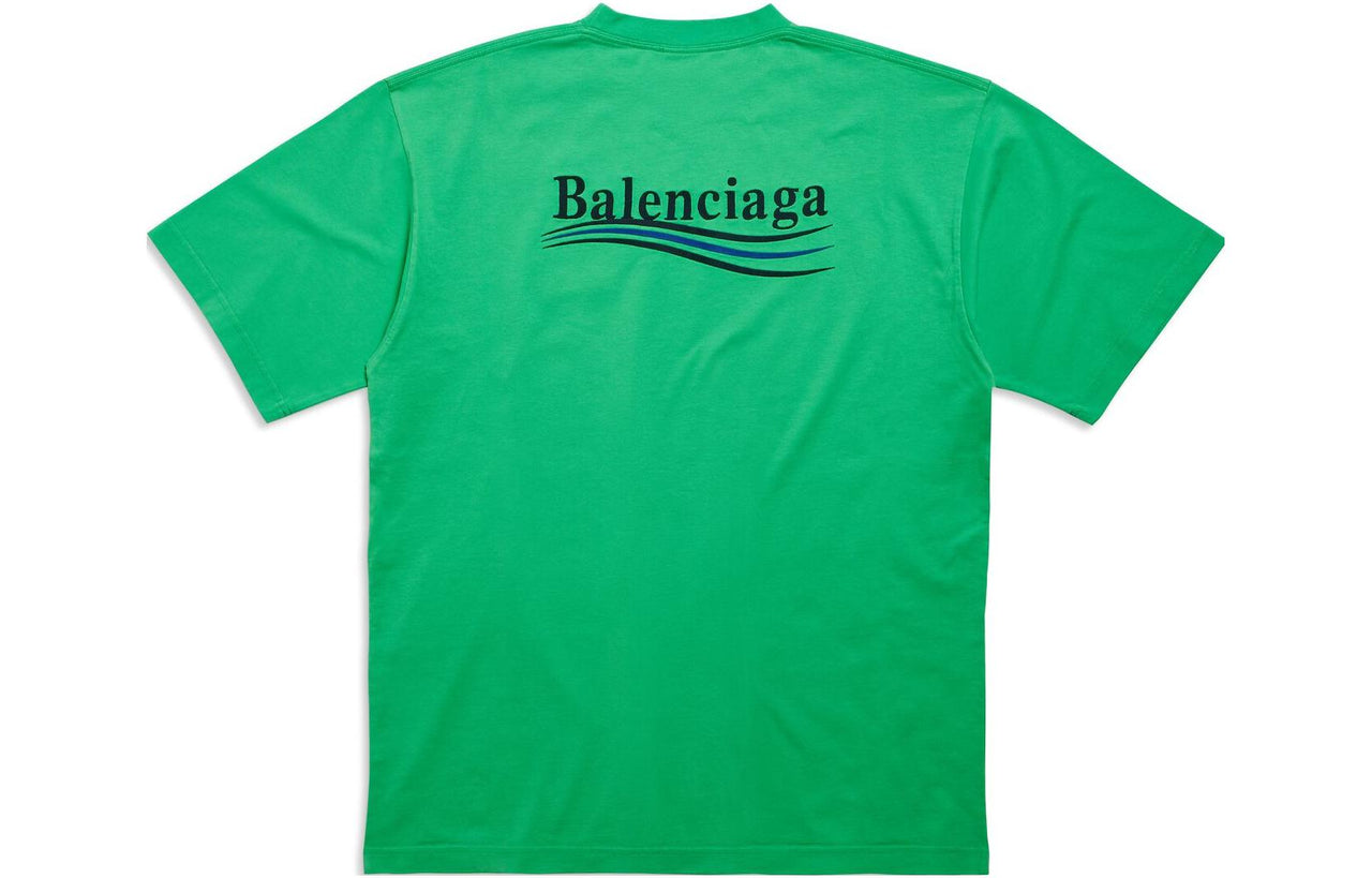 Balenciaga Political Campaign T-Shirt Large Fit 'Green Black Blue' 641675TPVD33600
