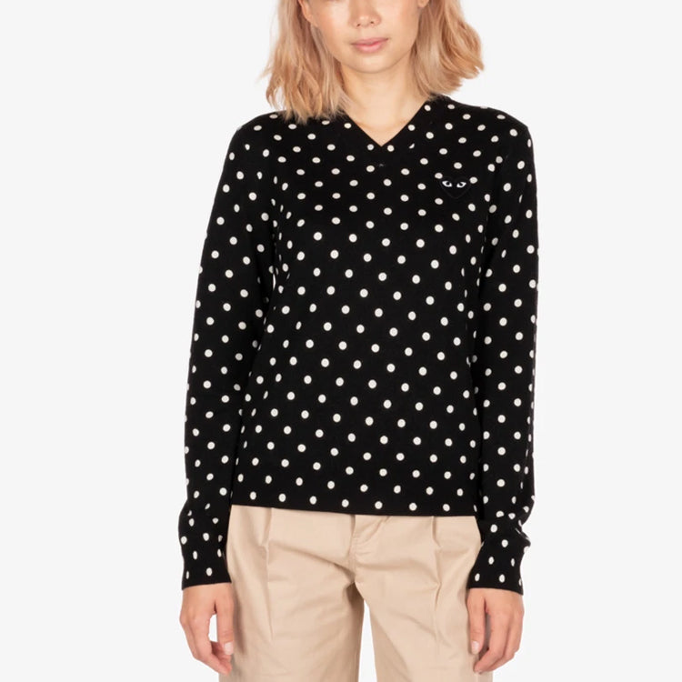 (WMNS) COMME des GARCONS PLAY Polka Dot V-Neck L/S T-Shirt Black Emblem 'Black' AZ-N035-051-1