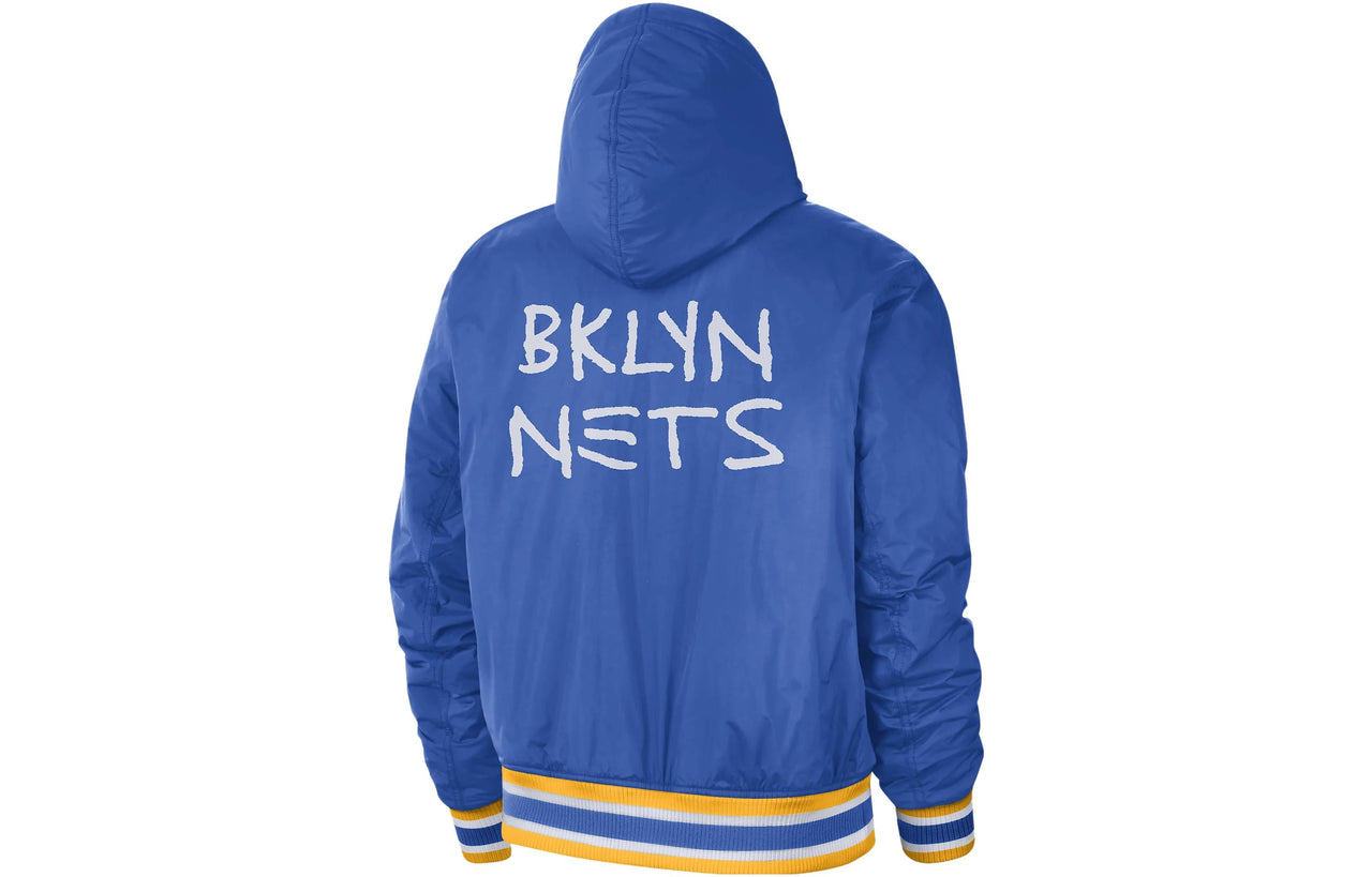Nike Brooklyn Nets 22-23 City Courtside Bomber Full-Zip Hoodie Jacket 'Blue' DR2435-463