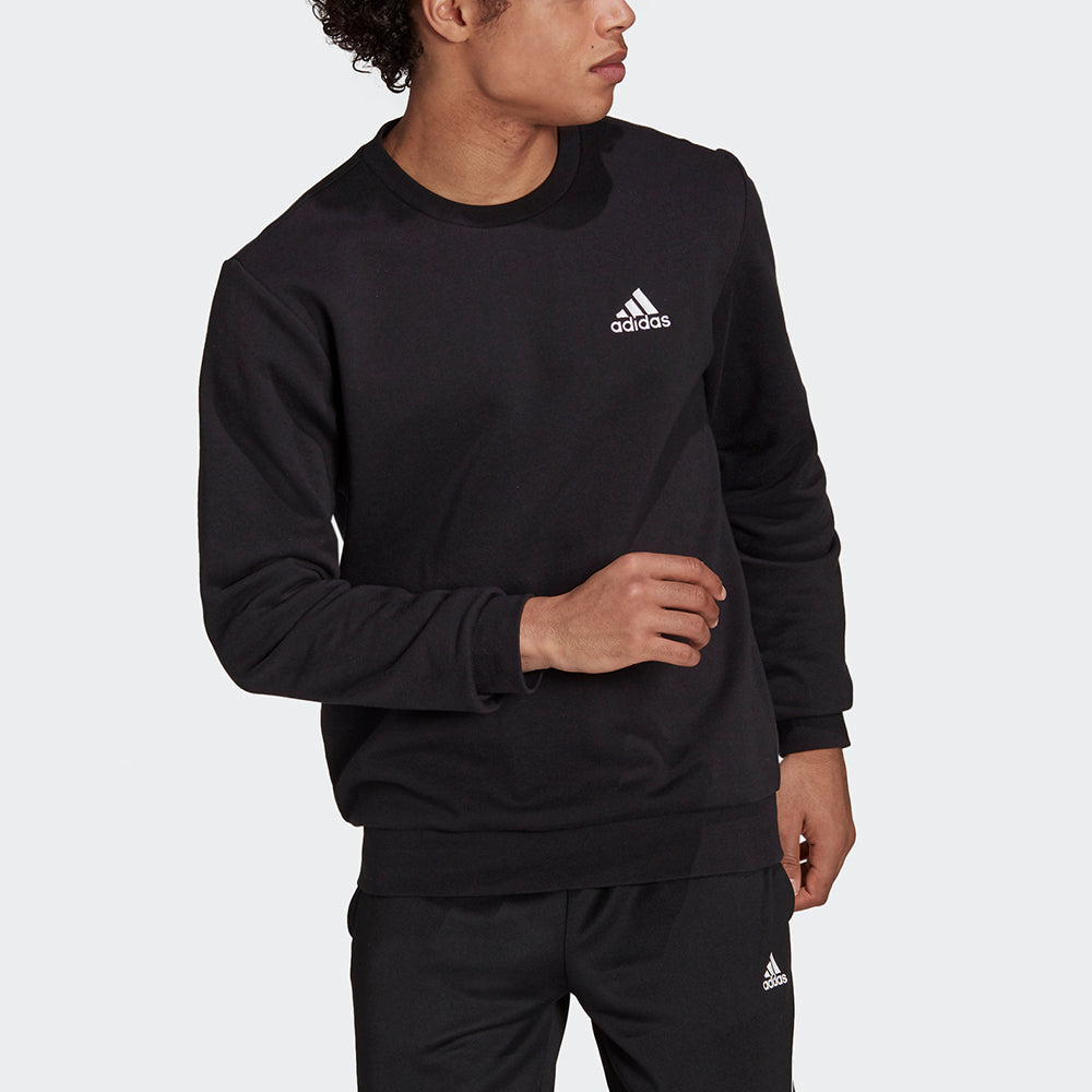 Men's adidas Feelcozy Swt Sports Logo Casual Round Neck Pullover Black GV5295