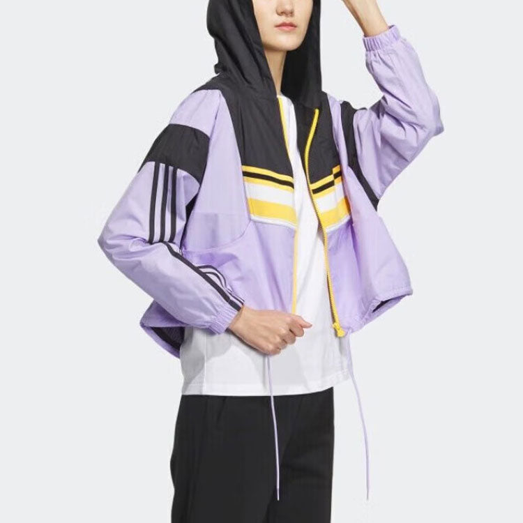 (WMNS) adidas Neo Hooded Windproof Woven Casual Jacket 'Purple Black' IK6006