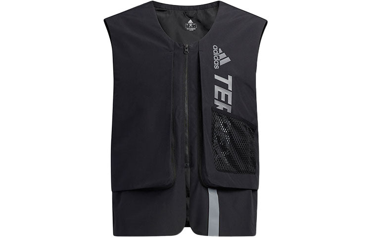 adidas Outdoor Sports Detachable Vest Long Hooded With Down Feather Jacket Black H13853