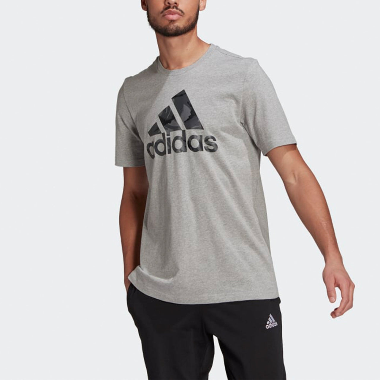 adidas Casual Sports Camouflage Alphabet Logo Printing Short Sleeve Gray GK9637