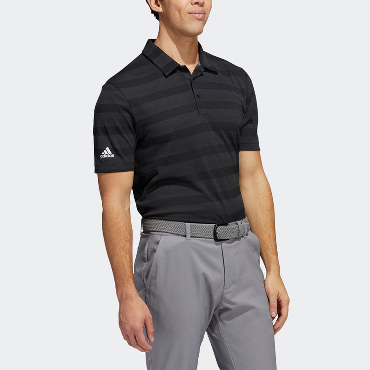 Men's adidas Stripe Casual Sports Short Sleeve Polo Shirt Black H56794