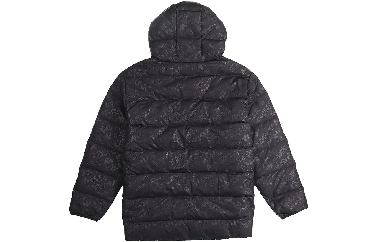 adidas originals H Jacket Down Full Print Reversible Stay Warm hooded down Jacket Black ED5839