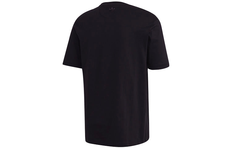 adidas originals 3d Trefoil Tee Casual Logo Round Neck Short Sleeve Black GE0829