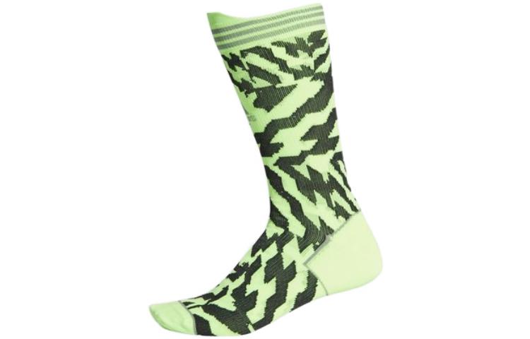 adidas Version Pattern Knit Sports Socks Unisex One Pair Fluorescent Green FK0932