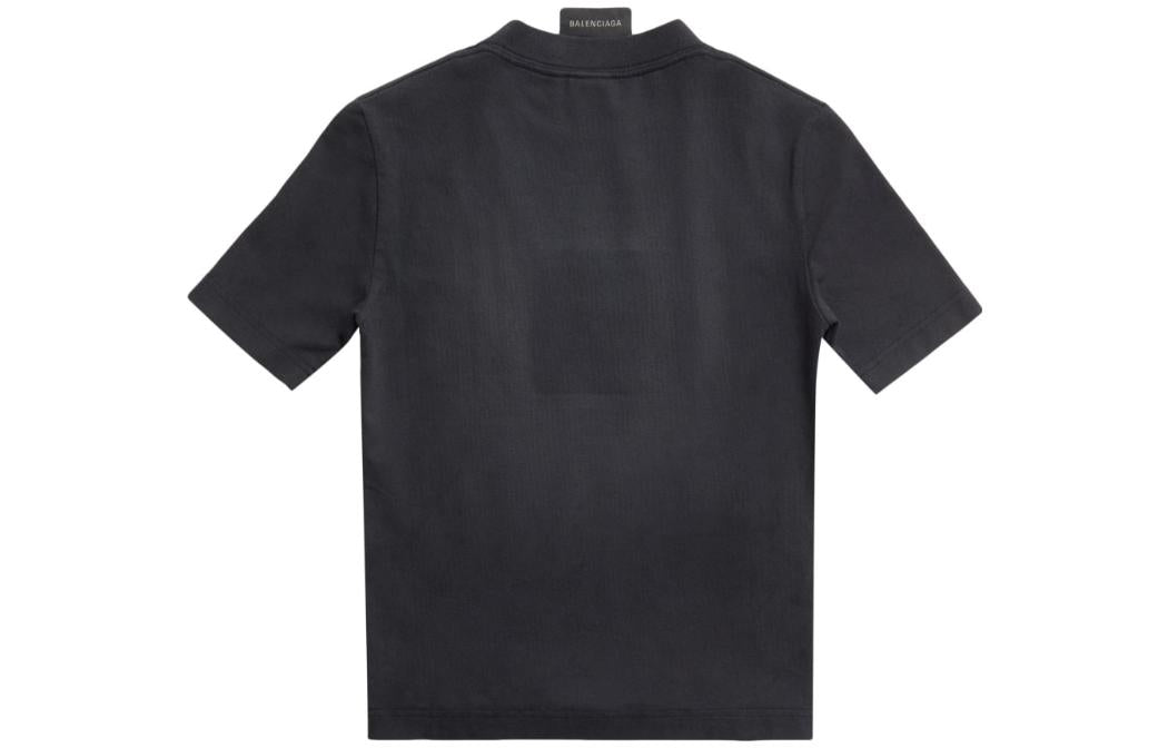 (WMNS) Balenciaga Paris By Day Tight Small Fit T-Shirt 'Black Faded' 745019TOVC71055