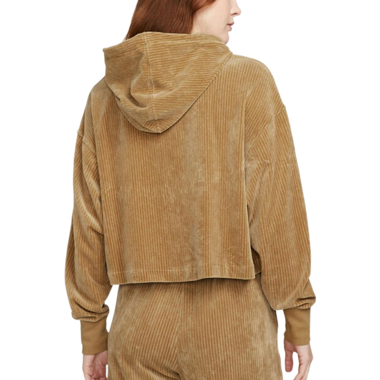 (WMNS) Nike Sportswear Velour Cropped Pullover Hoodie 'Tan' DQ5928-258