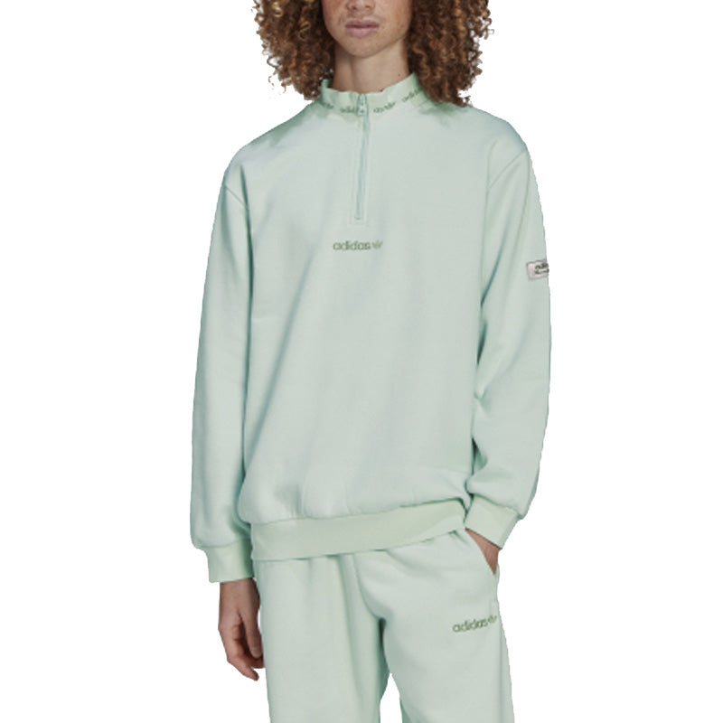 adidas originals Small Logo Solid Color Sports Pullover Light Green HM2657