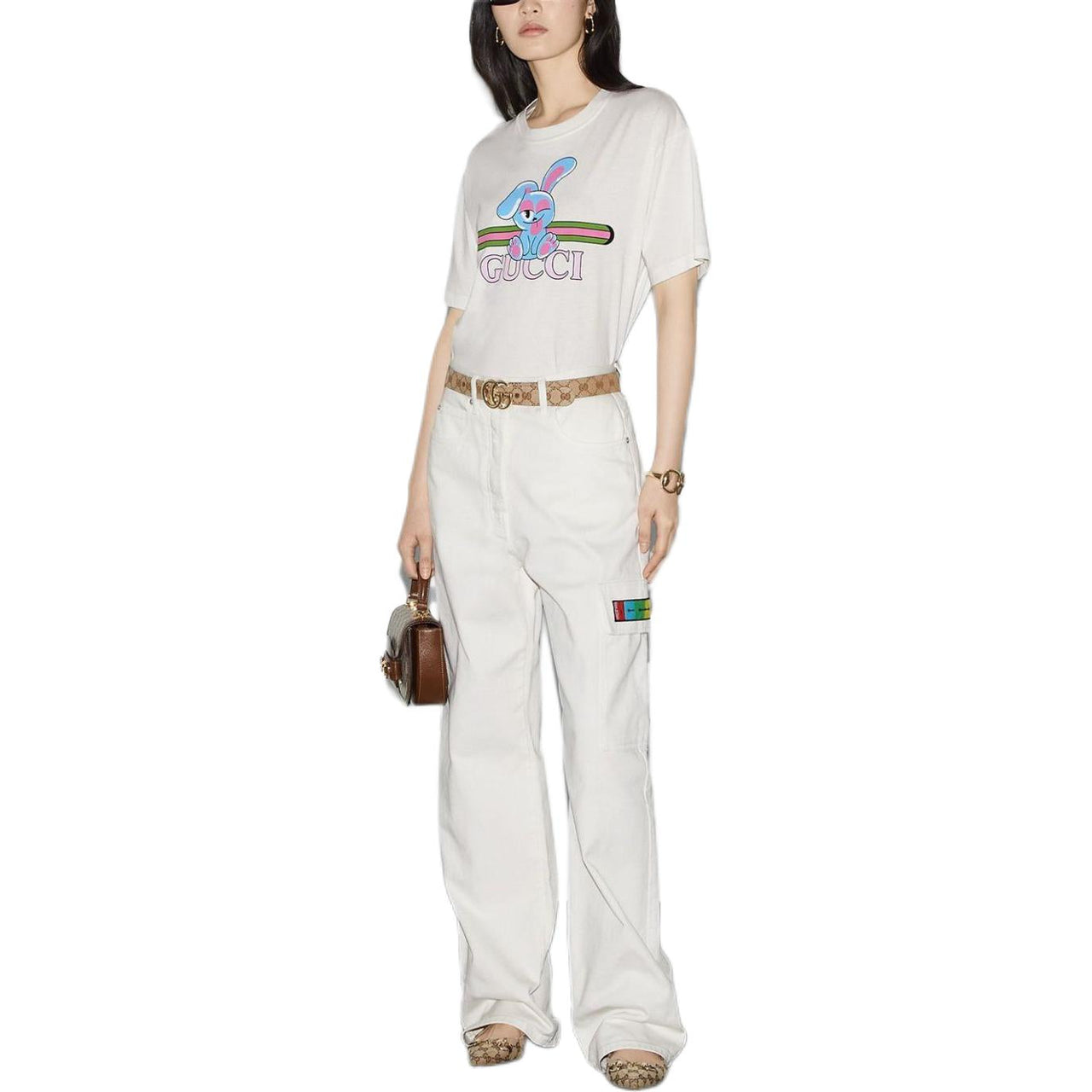 (WMNS) Gucci Cotton Jersey Printed T-Shirt 'Off White' 776596-XJGHQ-9095