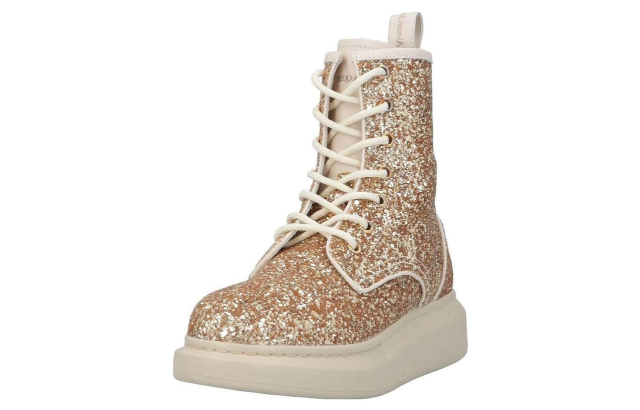 (WMNS) Alexander McQueen Ankle Boots 'Gold Glitter' 586394W4EY68034