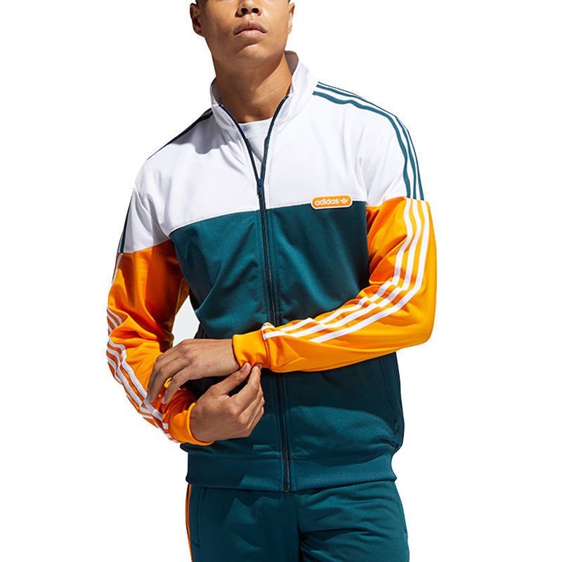 adidas originals Split Firebird Colorblock Casual Sports Stand Collar Side Stripe Windproof Jacket Yellow Green GN8618