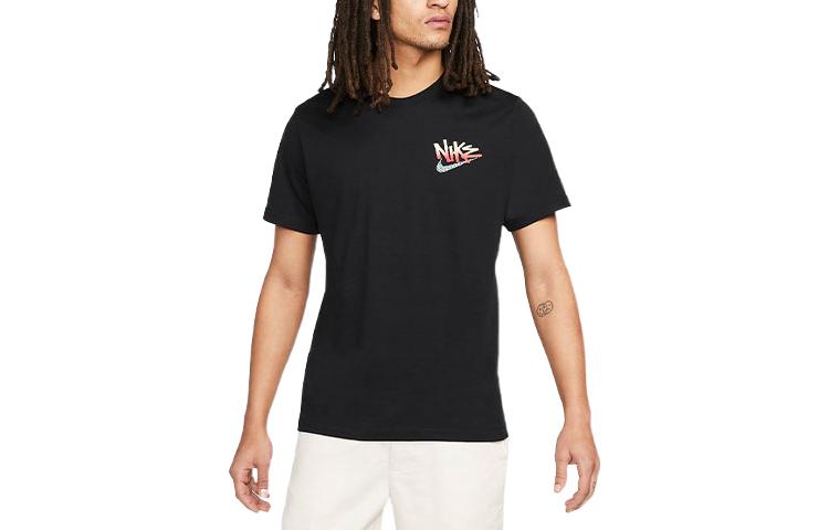 Nike Sportswear Back Alphabet Abstract Pattern Round Neck Short Sleeve Black DQ1408-010