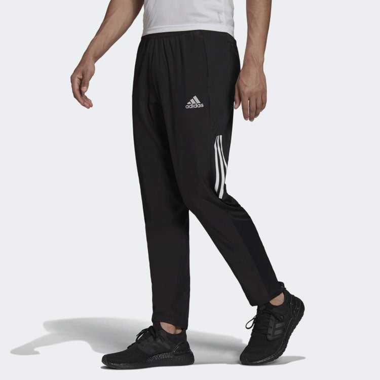 Men's adidas Logo Sports Running Long Pants/Trousers Black H13238