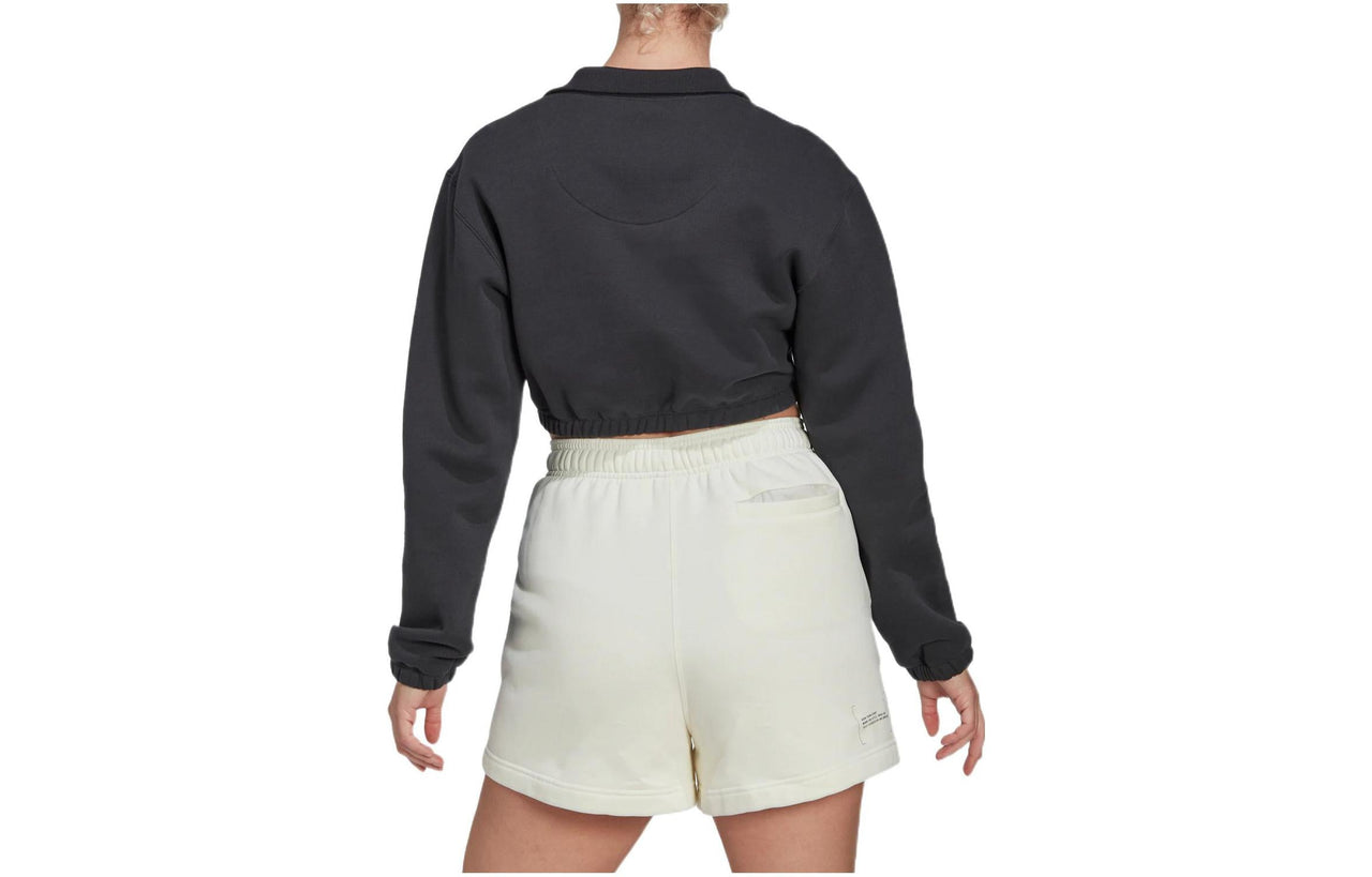 (WMNS) adidas Cropped Half-Zip Sweatshirt 'Black' HG4365