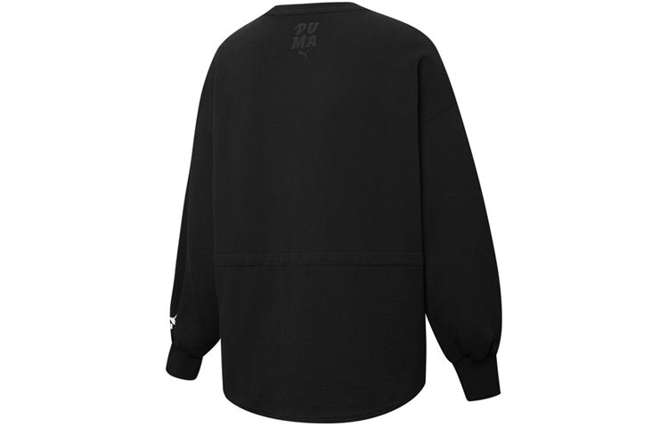 (WMNS) PUMA Embroidery Logo Round-neck SweatshirtBlack 536095-01
